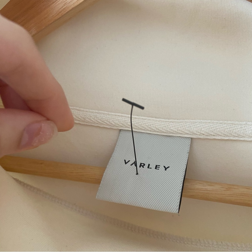 Varley Cream Drawstring Funnel-Neck Tunic Sweatshirt - Picture 6 of 9
